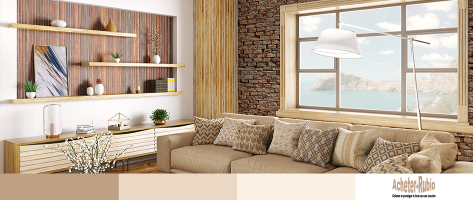 salon moderne avec mobilier en bois